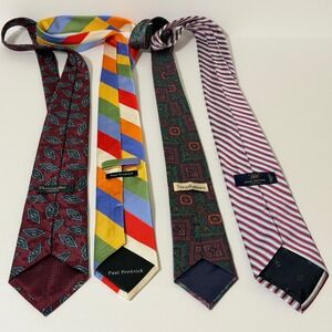 Lot of 4 Neck Ties Assorted Brooks Brothers, Dior, Fredrick, Strathmore Vintage